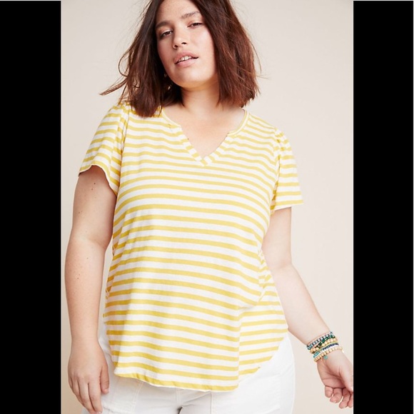 Anthropologie Yellow/White Striped Top NWT - Picture 3 of 8